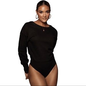 JLUXLABEL BLACK AMBREAL CREW NECK BODYSUIT